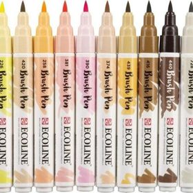 Talens Ecoline Brush Pen 10 Renk Skin Fırça Uçlu Çizim Kalemi Seti