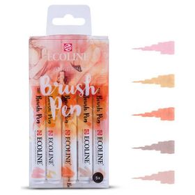 Talens Ecoline Brush Pen 5 Renk Beige Pink Fırça Uçlu Çizim Kalemi Seti