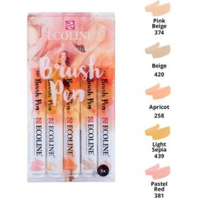 Talens Ecoline Brush Pen 5 Renk Beige Pink Fırça Uçlu Çizim Kalemi Seti