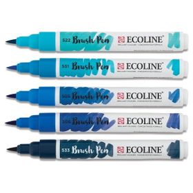 Talens Ecoline Brush Pen 5 Renk Blue Fırça Uçlu Çizim Kalemi Seti