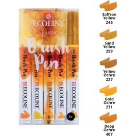 Talens Ecoline Brush Pen 5 Renk Earth Fırça Uçlu Çizim Kalemi Seti