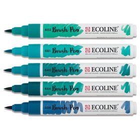 Talens Ecoline Brush Pen 5 Renk Green Blue Fırça Uçlu Çizim Kalemi Seti