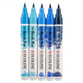 Talens Ecoline Brush Pen 5 Renk Green Blue Fırça Uçlu Çizim Kalemi Seti