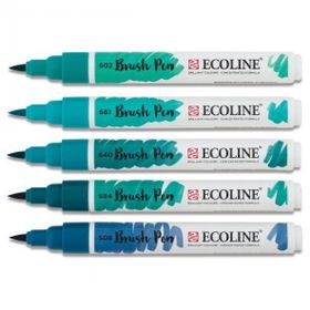 Talens Ecoline Brush Pen 5 Renk Green Blue Fırça Uçlu Çizim Kalemi Seti