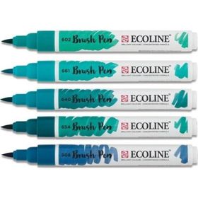 Talens Ecoline Brush Pen 5 Renk Green Blue Fırça Uçlu Çizim Kalemi Seti