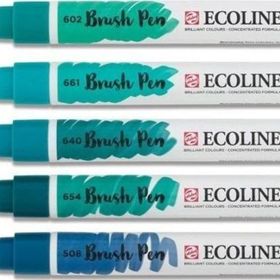 Talens Ecoline Brush Pen 5 Renk Green Blue Fırça Uçlu Çizim Kalemi Seti