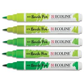 Talens Ecoline Brush Pen 5 Renk Green Fırça Uçlu Çizim Kalemi Seti