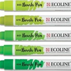 Talens Ecoline Brush Pen 5 Renk Green Fırça Uçlu Çizim Kalemi Seti