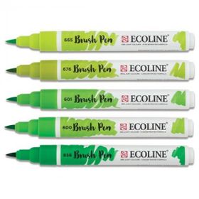Talens Ecoline Brush Pen 5 Renk Green Fırça Uçlu Çizim Kalemi Seti
