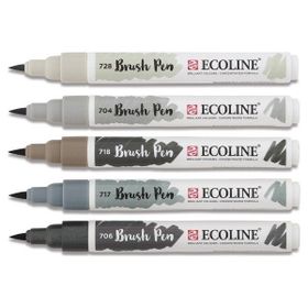 Talens Ecoline Brush Pen 5 Renk Grey Fırça Uçlu Çizim Kalemi Seti