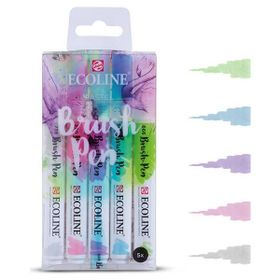 Talens Ecoline Brush Pen 5 Renk Pastel Fırça Uçlu Çizim Kalemi Seti