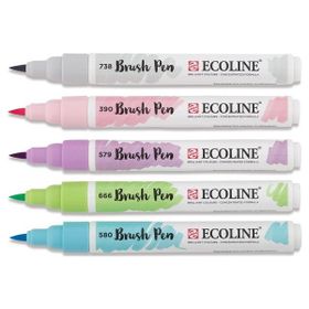 Talens Ecoline Brush Pen 5 Renk Pastel Fırça Uçlu Çizim Kalemi Seti