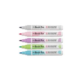 Talens Ecoline Brush Pen 5 Renk Pastel Fırça Uçlu Çizim Kalemi Seti