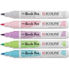 Talens Ecoline Brush Pen 5 Renk Pastel Fırça Uçlu Çizim Kalemi Seti
