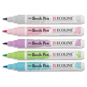 Talens Ecoline Brush Pen 5 Renk Pastel Fırça Uçlu Çizim Kalemi Seti