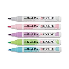 Talens Ecoline Brush Pen 5 Renk Pastel Fırça Uçlu Çizim Kalemi Seti