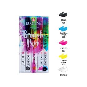 Talens Ecoline Brush Pen 5 Renk Primary Fırça Uçlu Çizim Kalemi Seti