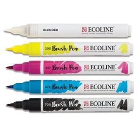 Talens Ecoline Brush Pen 5 Renk Primary Fırça Uçlu Çizim Kalemi Seti