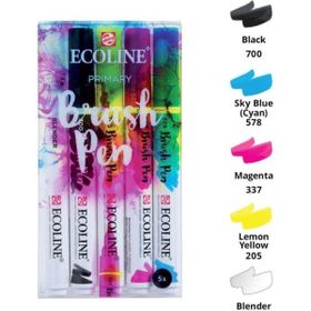 Talens Ecoline Brush Pen 5 Renk Primary Fırça Uçlu Çizim Kalemi Seti