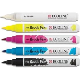 Talens Ecoline Brush Pen 5 Renk Primary Fırça Uçlu Çizim Kalemi Seti