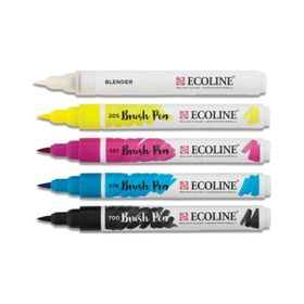Talens Ecoline Brush Pen 5 Renk Primary Fırça Uçlu Çizim Kalemi Seti