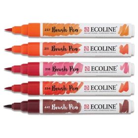 Talens Ecoline Brush Pen 5 Renk Red Fırça Uçlu Çizim Kalemi Seti