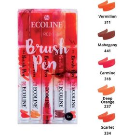Talens Ecoline Brush Pen 5 Renk Red Fırça Uçlu Çizim Kalemi Seti