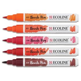 Talens Ecoline Brush Pen 5 Renk Red Fırça Uçlu Çizim Kalemi Seti
