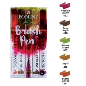 Talens Ecoline Brush Pen 5 Renk Sonbahar Tonları Fırça Uçlu Çizim Kalemi Seti