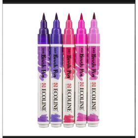 Talens Ecoline Brush Pen 5 Renk Violet Fırça Uçlu Çizim Kalemi Seti
