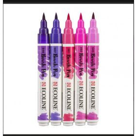 Talens Ecoline Brush Pen 5 Renk Violet Fırça Uçlu Çizim Kalemi Seti