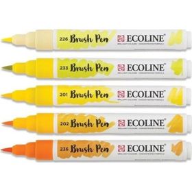 Talens Ecoline Brush Pen 5 Renk Yellow Fırça Uçlu Çizim Kalemi Seti