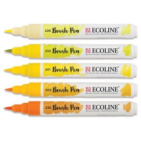 Talens Ecoline Brush Pen 5 Renk Yellow Fırça Uçlu Çizim Kalemi Seti