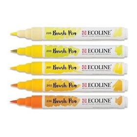 Talens Ecoline Brush Pen 5 Renk Yellow Fırça Uçlu Çizim Kalemi Seti