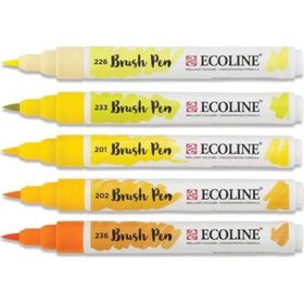 Talens Ecoline Brush Pen 5 Renk Yellow Fırça Uçlu Çizim Kalemi Seti