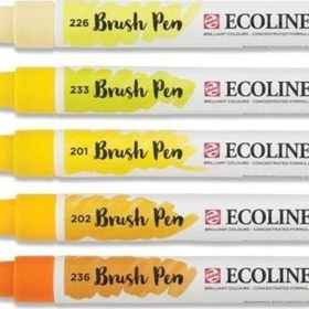 Talens Ecoline Brush Pen 5 Renk Yellow Fırça Uçlu Çizim Kalemi Seti