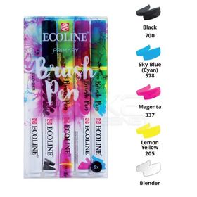 Talens Ecoline Brush Pen Ana Renkler 5'li Set