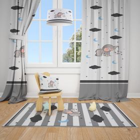 Talia Home TLA-119 Erkek 2 Kanat Gri 140x220 cm Çocuk Odası Perde