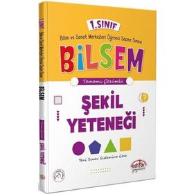 Tamamı Çözümlü 1. Sınıf Bilsem Hazırlık Şekil Yeteneği Seçme Sınavı - Editör Yayınları