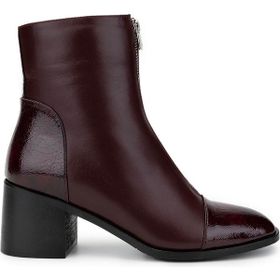 Tamer Tanca 1081 555 BN SK24-25 Kadın Deri Bordo Topuklu Bot