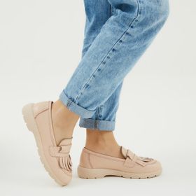 Tamer Tanca 33 8890-1 BN Y23 Nude Deri Kadın Loafer Ayakkabı