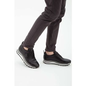 Tamer Tanca 383 4516 Y21 Siyah Deri Erkek Casual Ayakkabı