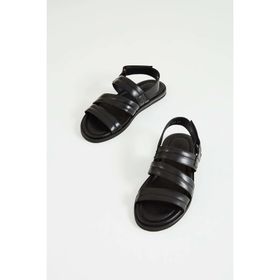 Tamer Tanca 537 583 Y23 Hakiki Deri Siyah Erkek Düz Sandalet