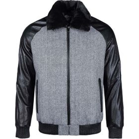 Tamer Tanca 571 SMR-731 Siyah Açık Gri Deri Erkek Mont