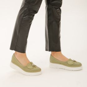 Tamer Tanca 766 088-10 Y22 Yeşil Deri Kadın Comfort Ayakkabı