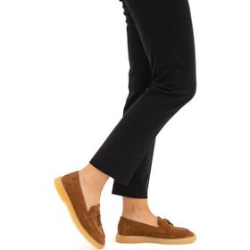 Tamer Tanca 902 8113 BN SK22/23 Taba Süet Deri Kadın Loafer Ayakkabı