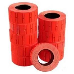 Tanex 12x21mm 6'lı Motex Flo Kırmızı Çizgili Etiket