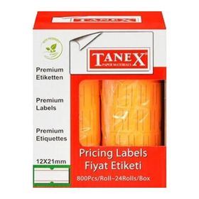 Tanex 12x21mm 6'lı Motex Flo Turuncu Çizgili Etiket