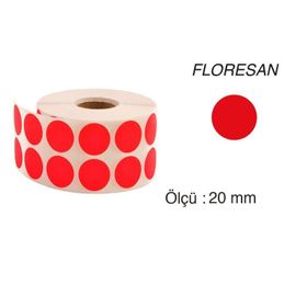 Tanex 20 mm 2500 Adet Floresan Kırmızı Nokta Etiket