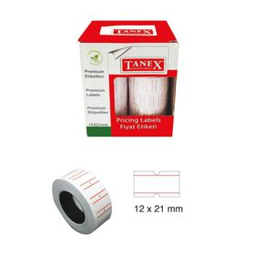 Tanex 21x12 cm 800'lü 6'lı Beyaz Renk Rulo Fiyat Etiketi